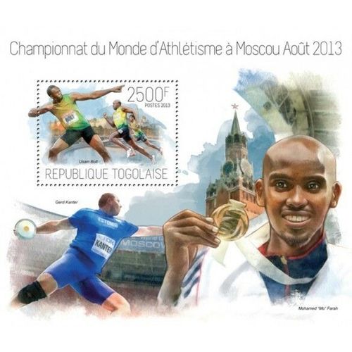 TOGO 2013 SHEET MNH WORLD ATHLETICS CHAMPIONSHIP MOSCOW SPORTS DEPORTES 7A