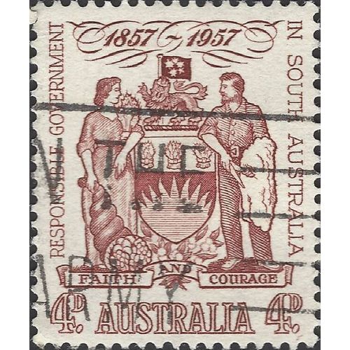 AUSTRALIA, Responsible Government, South Australia, red-brown 1957, 4d, #3