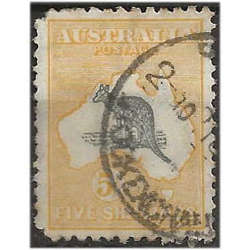 Australia 1918 SG42 5/- Grey & Yellow Good/Fine Used FILLER. ..