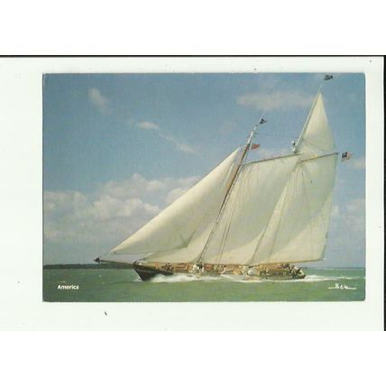 Gaff Rig Schooner AMERICA Postcard (Beken)