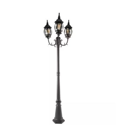 LUTEC 3-Head Black Outdoor Post Light
