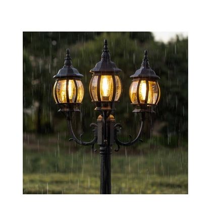 LUTEC 3-Head Black Outdoor Post Light
