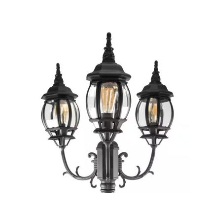 LUTEC 3-Head Black Outdoor Post Light