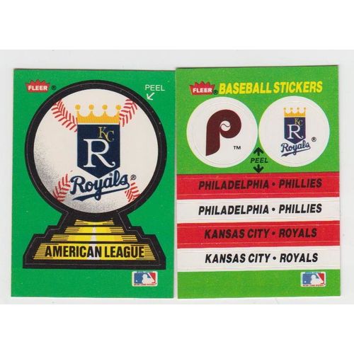 Two 1988 Fleer Kansas City Royals Team Logo Stickers/ Stadium baseball cards