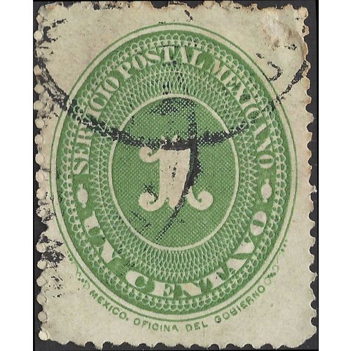 MEXICO, Number in Oval, green 1890, 1c, #2