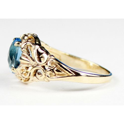Swiss Blue Topaz, 10KY Gold Ring, R113