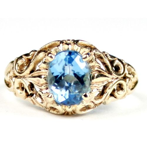 Swiss Blue Topaz, 10KY Gold Ring, R113