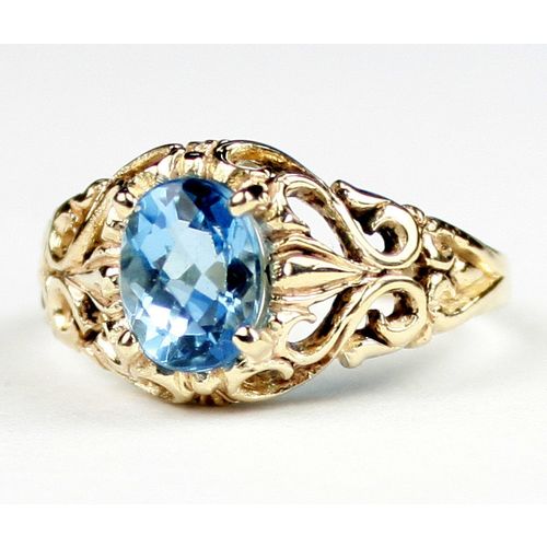 Swiss Blue Topaz, 10KY Gold Ring, R113
