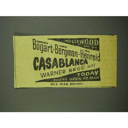 1942 Casablanca Movie Ad - Humphry Bogart