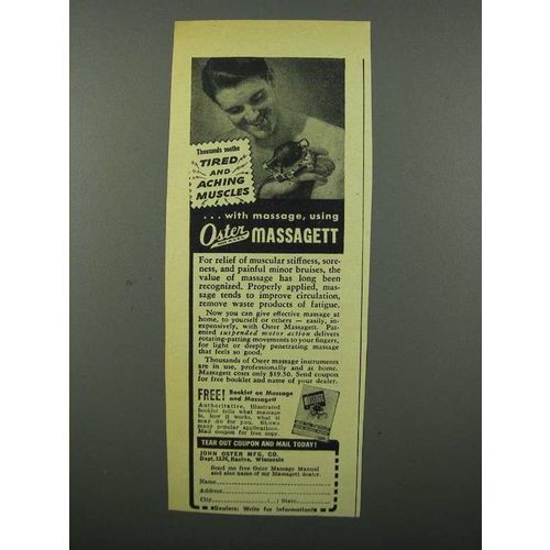 1946 Oster Massagett Massage Instrument Ad - Thousands