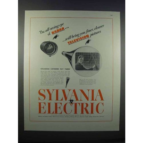1946 Sylvania Cathode Ray Tubes Ad - Radar Television