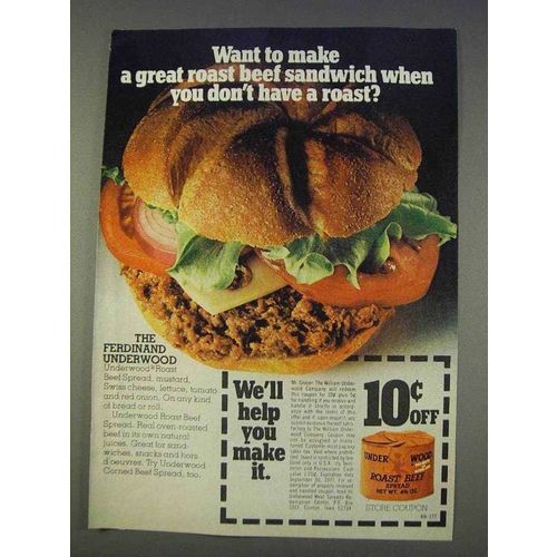 1977 Underwood Roast Beef Spread Ad - Great Sandwich