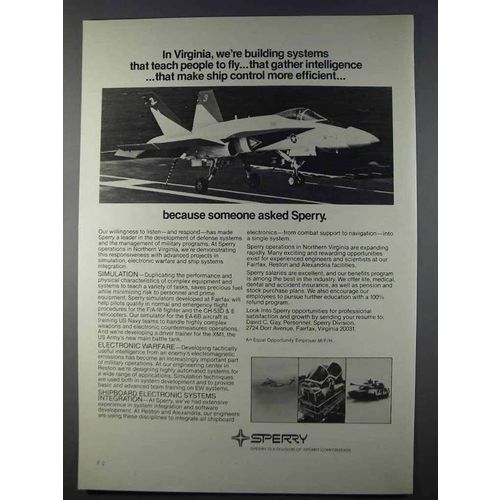 1980 Sperry Defense Systems Ad - Teach People to Fly