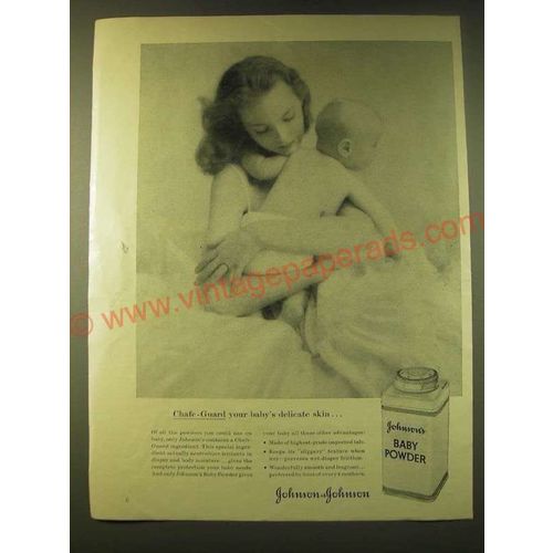 1956 Johnson's Baby Powder Ad - Chafe-Guard your baby's delicate skin