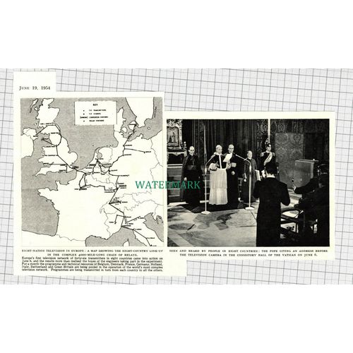 C3266) Eight Nation Television In Europe Pope Vatican - 1954 Clip