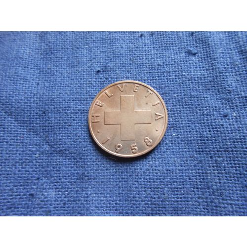 1958 SWITZERLAND 2 RAPPEN COIN.