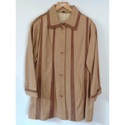 CARAMEL LUXURY LEATHER & SUEDE ALINE COAT by EDUARDO UK 18 £599 BNWT