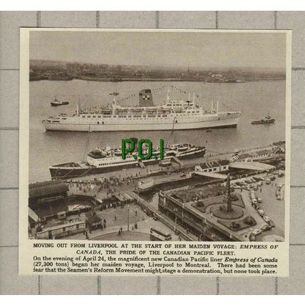 (4407) Maiden Voyage EMPRESS OF CANADA Liverpool Canadian Pacific - 1961