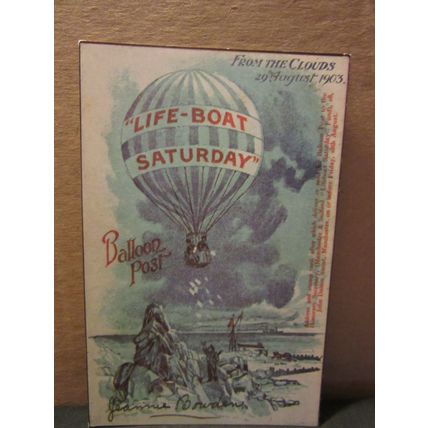 1903 life-boat Balloon, PHILLIPS EXHIBITION, LONDON, 1980. unused postcard =
