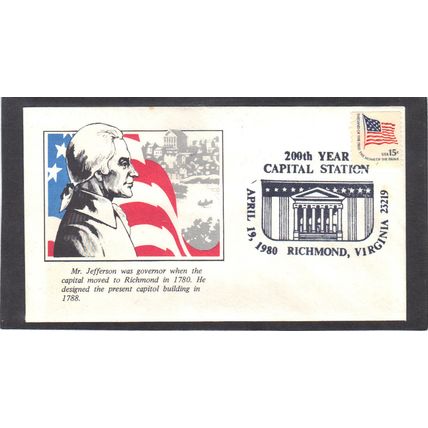 Event 200th Richmond As Capitol 1618C 15c Flag (Unkn Cachet-U/A) CV00865