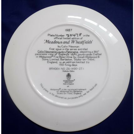 Wedgwood Country Panorama Meadows and Wheatfields 1987 Plate By Colin Newman