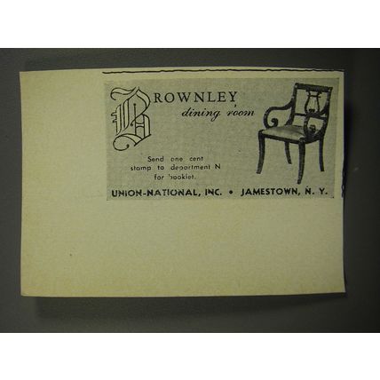 1951 Union-National Brownley Dining Room Advertisement