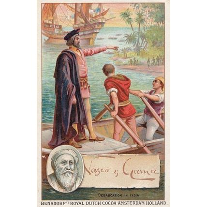 Vasco De Gama Navigator Printed Signed Bendorps Cocoa Postcard Old Trade Card
