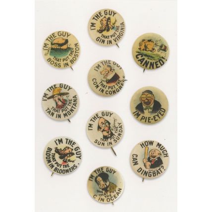 Rube Goldberg George Herriman USA Cartoon Badge Button Postcard
