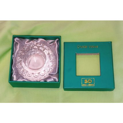 Simon Designs Clear Crystal LACIE Faceted Votive Candle Holder Paperweight - NOS