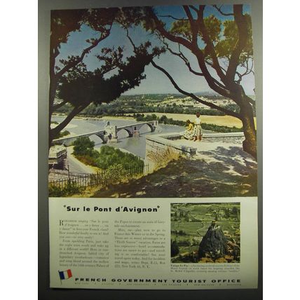 1953 French Government Tourist Office Ad - Sur le Pont d'Avignon