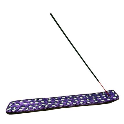 Purple Gliter and Mirror Wooden Ash Catcher 26cm Holder for 1 Incense Stick CL5
