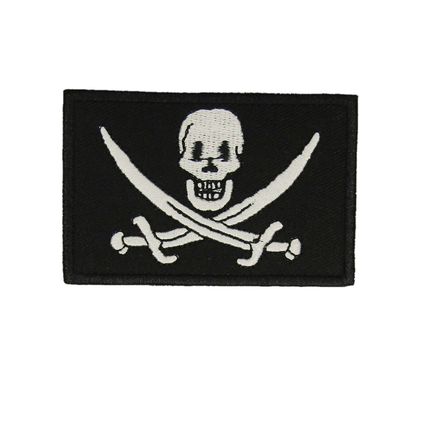 Iron On Patch Skull Crossbones Sew Badge Embroidered Patches Pirate White P323