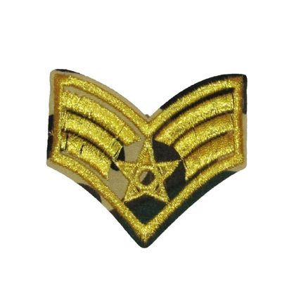 Camouflage Iron on Patch Military Stripe & Star Gold Badge Motif Applique P470