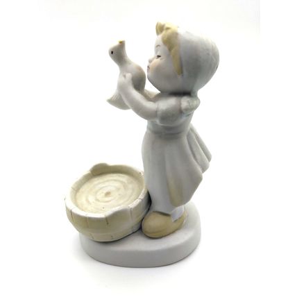 Vintage Bisque Girl Holding Duck Figurine - Adorable! Fast Ship!