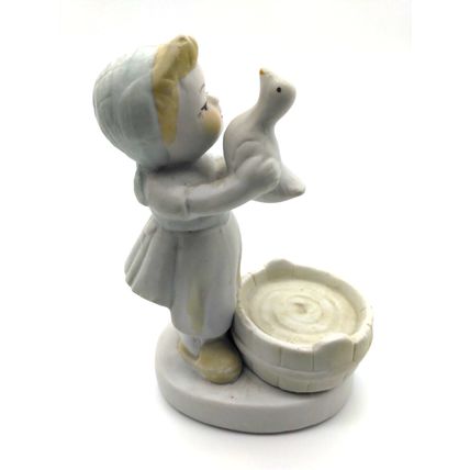 Vintage Bisque Girl Holding Duck Figurine - Adorable! Fast Ship!