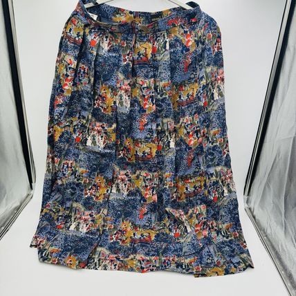 Geiger Pleated Printed Pure Wool Skirt size 42 Made In Austria Vintage 33inL
