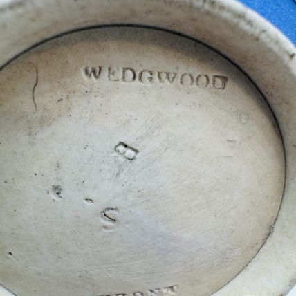 Antique Wedgwood Dipped Blue Pitchers England Jug Creamer Embossed Small