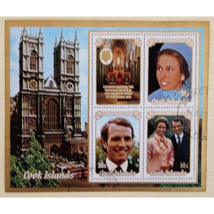 Cook Islands 1973 Princess Anne Wedding Used Mini Sheet SG MS453