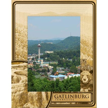 Gatlinburg Tennessee with Falls and Bear Laser Engraved Wood Picture Frame 5x7