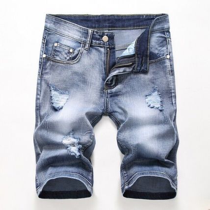 Men's Shorts Shorts Denim Stretch Slim Fit Shorts Ripped Jeans Midi Pants Casual