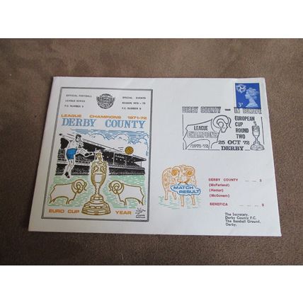 1972 Event Cover - Derby County Football Club League Champions - v Benefica