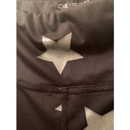 Live Love Dream Women's Silver Star Theme Yoga Leggings Pants Black Size XL