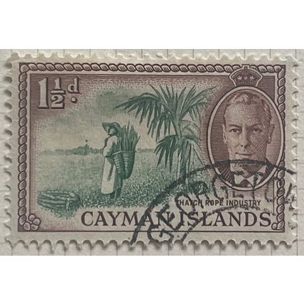 Cayman Islands KGVI 1950 1½d Thatch Rope Industry Used SG 138 Sc 125 stamp