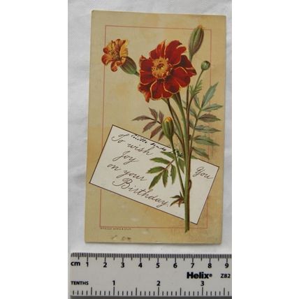 Vintage: birthday card - marigolds - Marcus Ward & Co