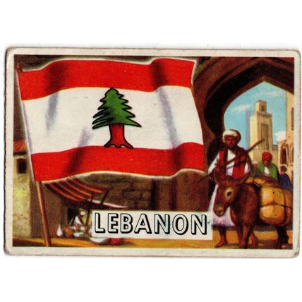 A & B C GUM TRADE CARD FLAGS OF THE WORLD 1959 No. 33. LEBANON 95 X 67 mm