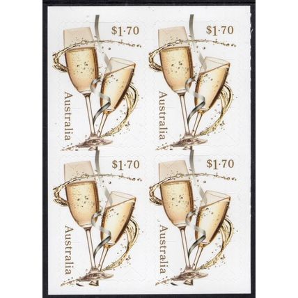 2025 CHERISHED CELEBRATIONS, CHAMPAGNE FLUTES, MNH BLOCK OF 4 SELF-ADHESIVES.