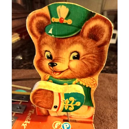 Old Vintage Original Fisher Price Tiny Teddy # 635 7 1/4" Tall 1962