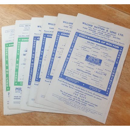 X 6 Bolton Wanderers Vintage 1960's Football Programmes.