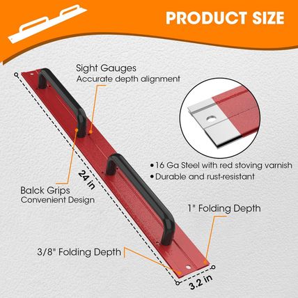 24 in 16 Ga Steel Sheet Metal Folding Tool with Grips for Creating Uniform Folds