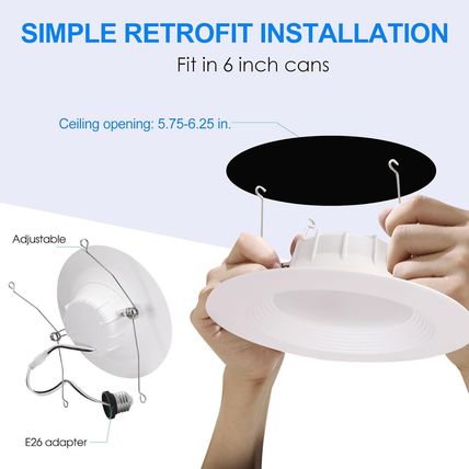 Energetic 12 Pack Retrofit LED Recessed Lighting 6 Inch, Dimmable, 12.5W=100W, D